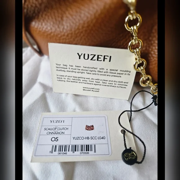 EuC YUZEFI Scallop Scallop BAG Pebble Grained Cinnamon With Tags - Picture 2 of 16